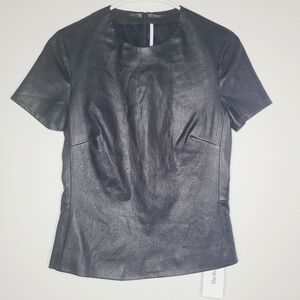 Rosetta Getty Lambskin Leather Medium Top Black Silk Lining Zipper Back Designer